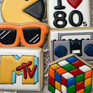 80s Themed Sugar Cookies, MTV cookies, Pacman Cookies