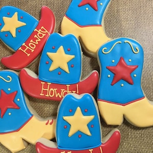 Cowboy Hat and Cowboy Boot Decorated Sugar Cookies