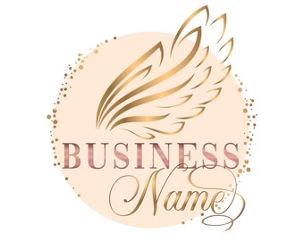 Angel Wings Logo, angelic logo, custom logo design, angel wing pink gold logo, photography logo, angel logos wings sparkle, graphic design