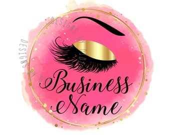 Lash custom logo, lashes logo, eyelash logo, cosmetics logo, gold pink lashes logo, makeup artist logo, lash extension logo, vector logo