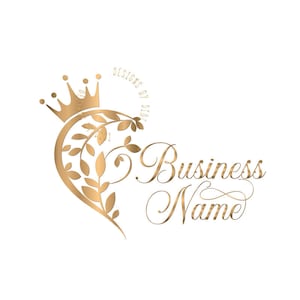 Custom logo design, gold crown heart logo, gold logo crown, heart gold flowers logo design, wedding planner logo, crown gold heart logo