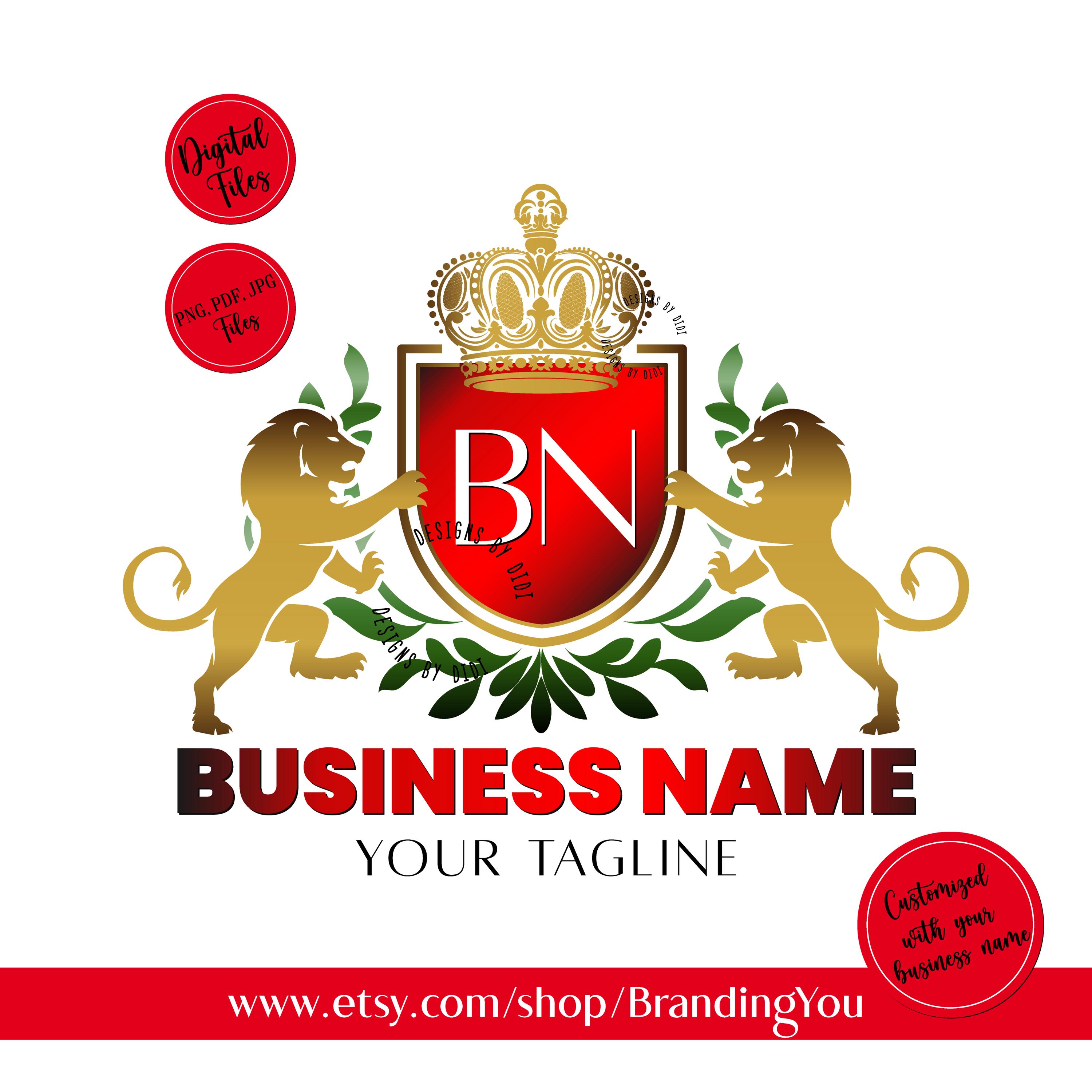 Heraldic Lions Logo With Crown: Royal Business Branding (digital Files) -  Etsy, image size:3000x3000