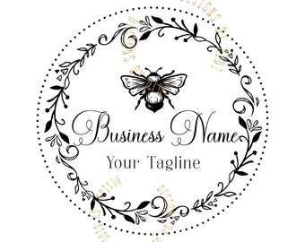 Floral Bee Logo Design: Vintage Boutique Branding (Digital Files)