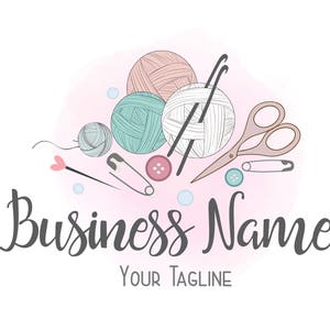 Crochet yarn logo, sew knitting logo, yarns logo, crochet sewing or knitting logo, tailor shop logo, seamstress logo, branding package