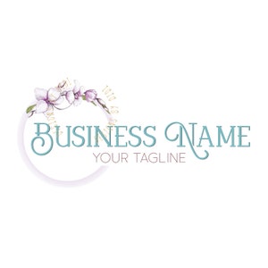 Watercolor Orchid Flower Logo: Boutique Branding Package (Digital Files)
