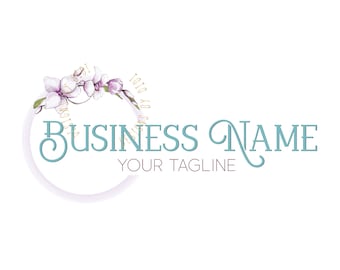 Watercolor Orchid Flower Logo: Boutique Branding Package (Digital Files)