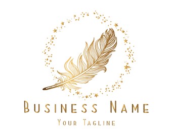 Feather Logo Design: Boutique Branding Watermark (Digital Files)