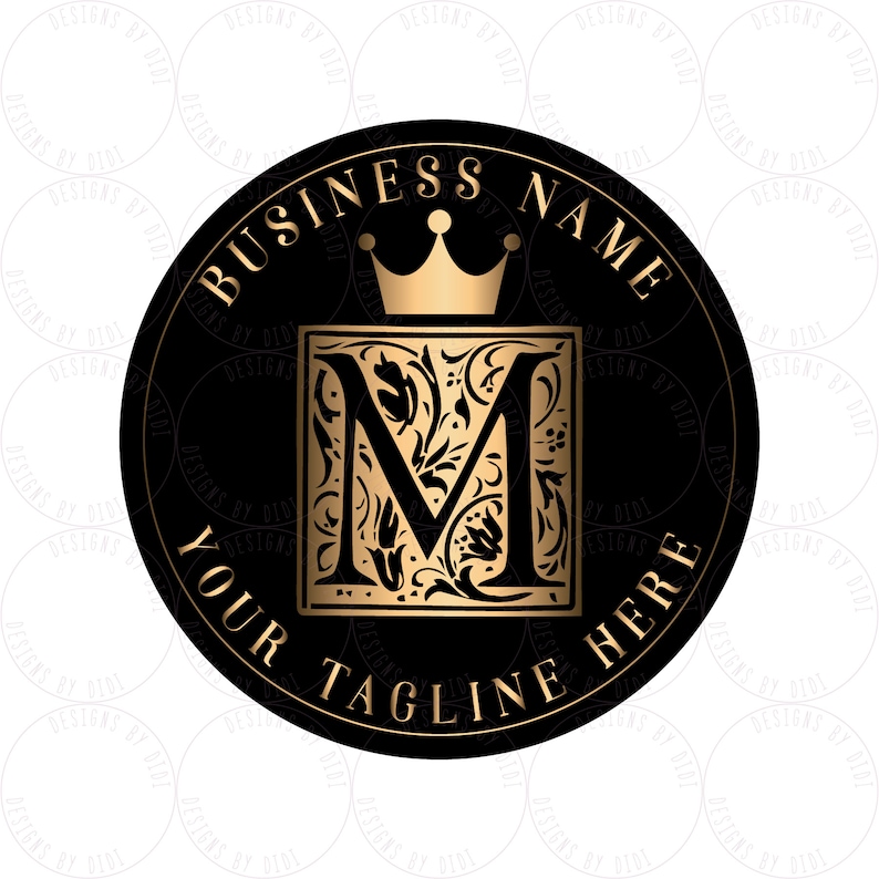 Custom Logo Design Gold Black Crown Logo Elegant Crown Logo Etsy