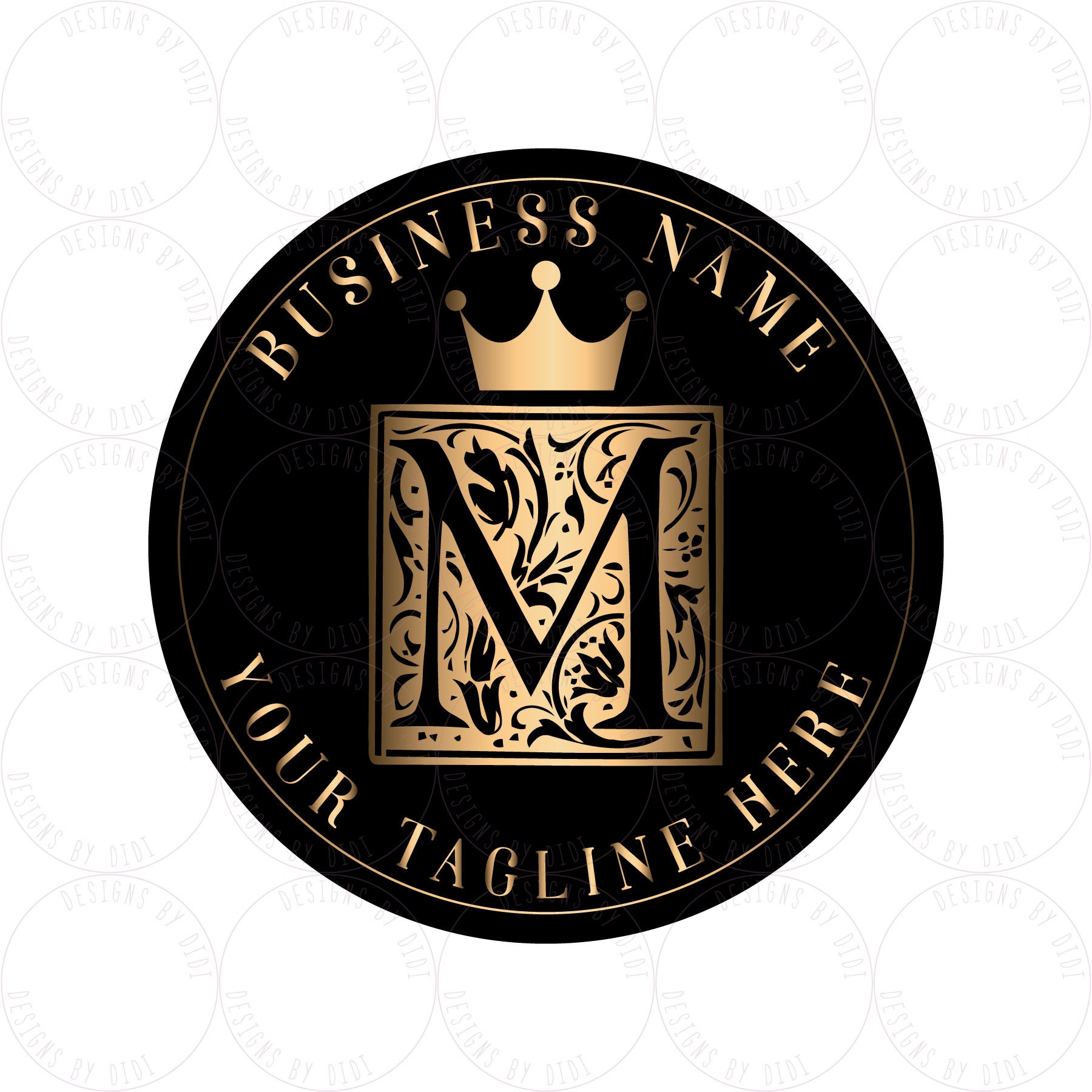 Custom Logo Design Gold Black Crown Logo Elegant Crown Logo Etsy