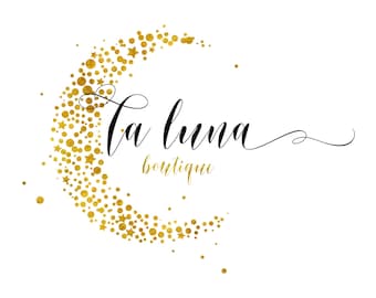 Moon glitter stars design, boutique business branding, photography logo, online store shop logo, vector beauty makeup salon watermark gold