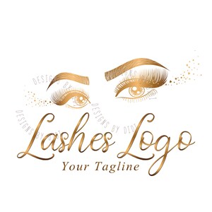 Lash logo, custom logo, lashes logo, eyelash logo, cosmetics logo, gold lashes logo, gold sparkle eyelash, makeup artist logo, vector logo