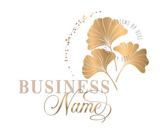 Ginkgo Leaf Logo: Gold Botanical Branding (Digital Files)