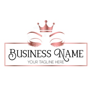 Beauty logo, lashes logo branding, premade eyelash business design, lash crown template, royal luxury minks design makeup, branding package