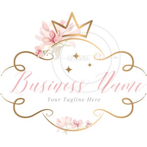 Flowers crown logo, boutique logo, fashion logo, beauty logo, feminine logo, branding identity, flower shop, graphic design, floral logo