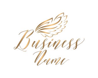 Wings custom logo design, gold wings logo, angel wing logo, spiritual logo, wellness logo, branding package, graphic design, vector logo