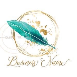 Feather logo, boutique logo, fashion logo, beauty logo, feminine logo, photography logo, feather splashes watermark logo, branding package