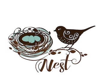 Bird nest logo, eggs nest logo design, outdoors logo, business logo design, nest bird circle logo design, nest maternity logo, Nature logo