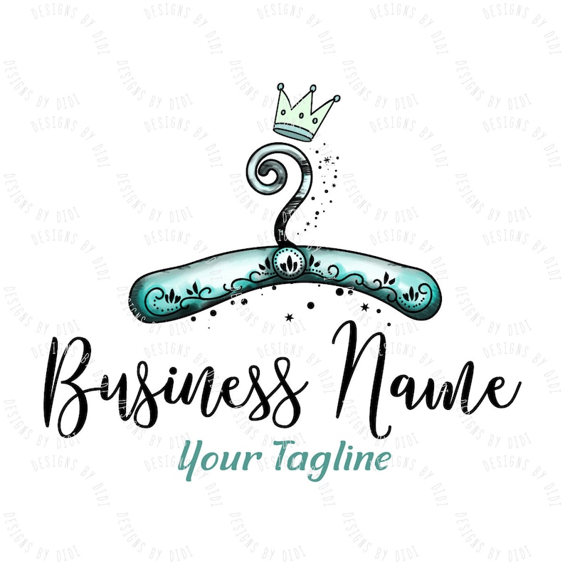 Custom Logo Design Hanger Logo Hand Drawn Cute Blue Teal Etsy