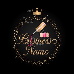 Premade beauty nails logo, polish nails logo pink gold, Custom logo design, nails logo, beauty logo design, vector nail technician logo