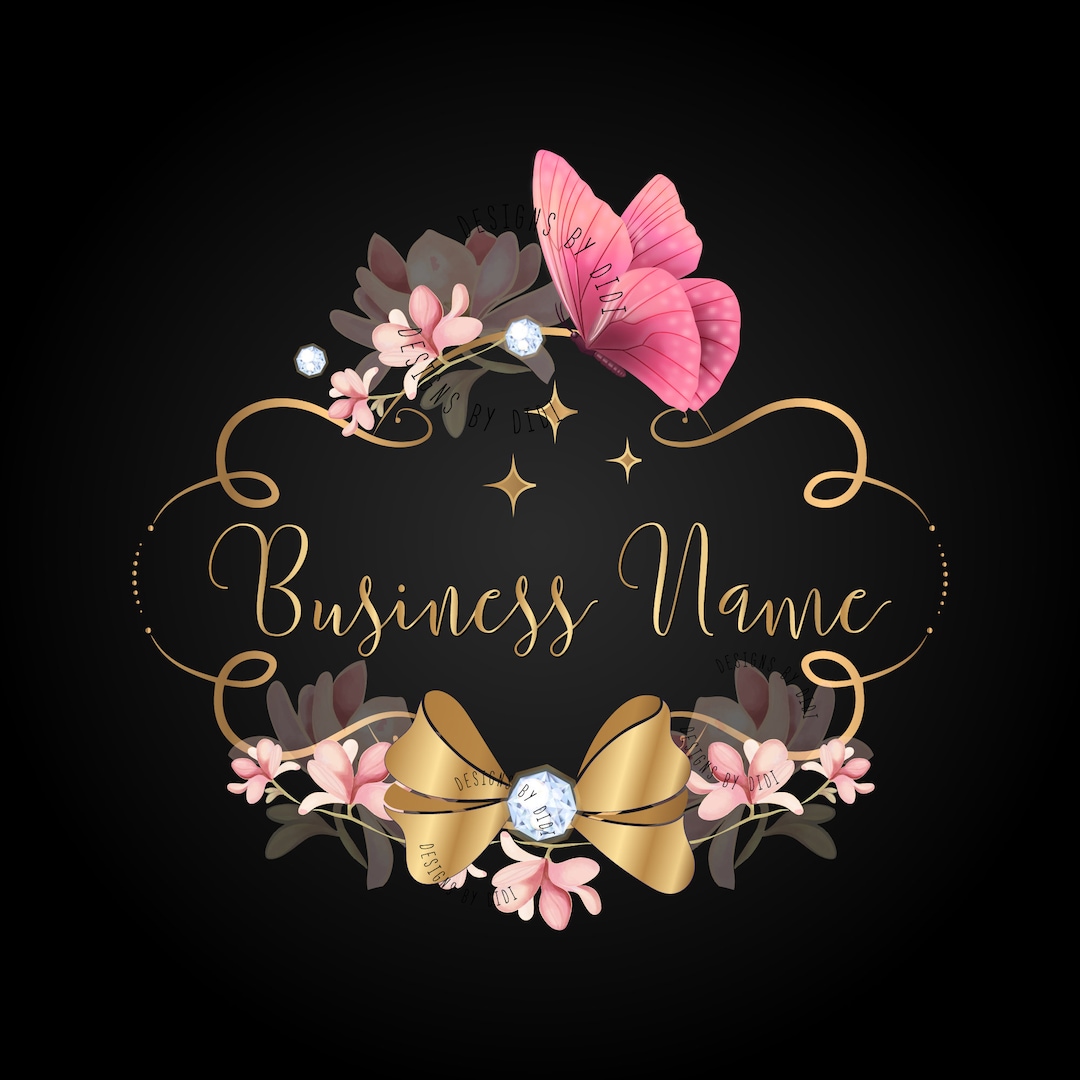 Custom Logo Design Logo Bow and Butterfly Hair Bow Logo Etsy
