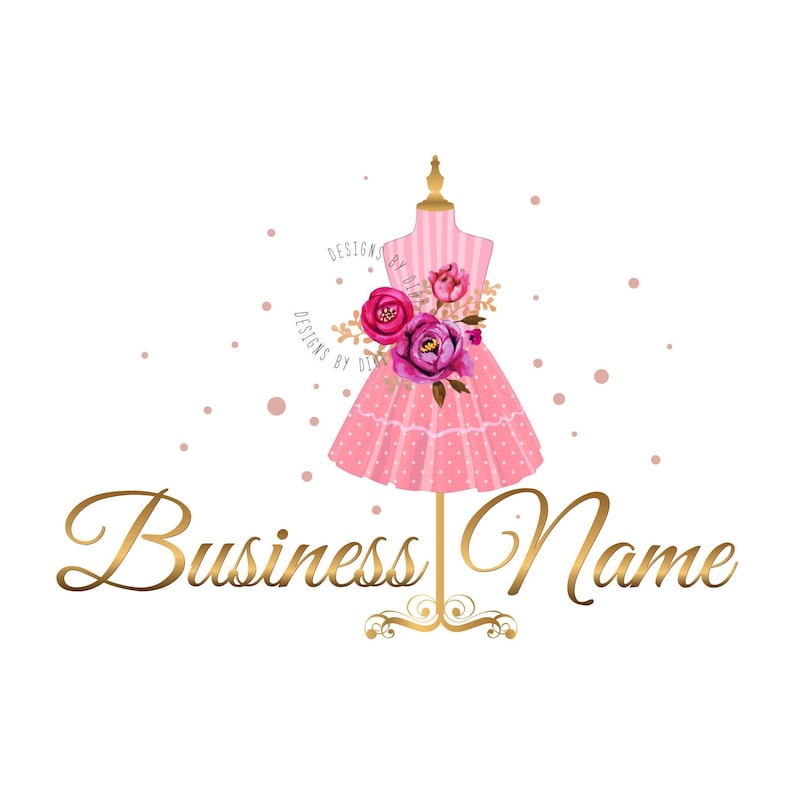 Fashion logo Manequin skirt logo dress pink flowers logo | Etsy