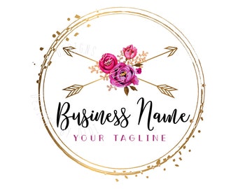 Round circle flowers arrow logo, arrow flowers business logo design, flower shop, femininity logo, sensitivity logo, branding identity