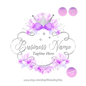 Logo de couronne d'arc d'aquarelle, conception d'entreprise de boutique préfabriquée florale, filigrane élégant féminin, identité de marque de salon de beauté scintillante