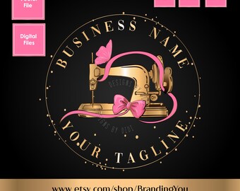 Logo vlindernaaimachine: branding aquarel kleermaker (digitale bestanden)