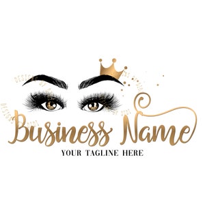 Gold Crown Lashes Logo: Premade Cosmetics Logo (Digital Files)