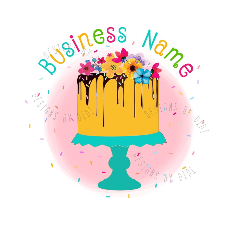 Premade Cake Logo Cake Sprinkles Logo Colorful Cake Logo Etsy