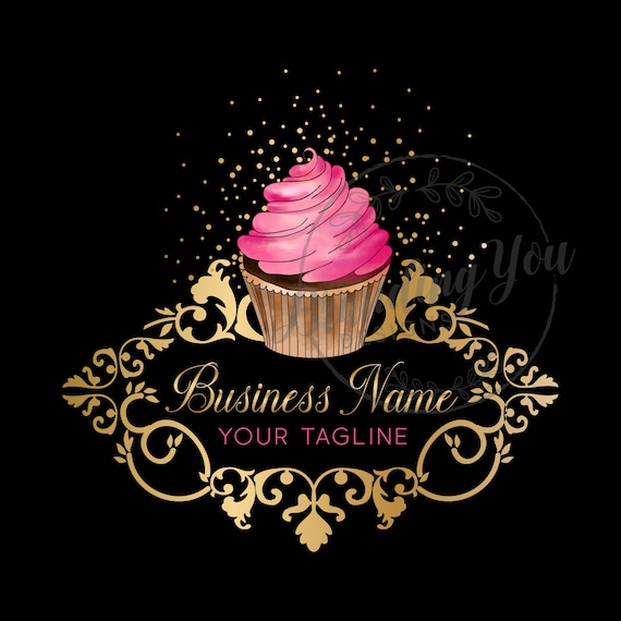Cupcake Logo Watercolor Custom Logo Design Watercolor Etsy