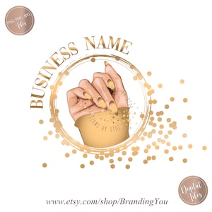 Nails Logo Design, Beauty logo, Nail Tech logo, Nails Artist Logo, Premade Logo Nails, gold glitter nails logo, Nail polish Technician Logo