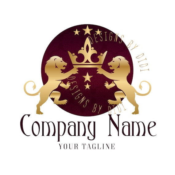 Individuelles Logo Design Gold Royal Lila Lowen Logo Lowen Etsy
