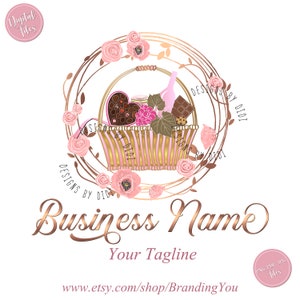 Geschenkkorb Logo, Bäckerei Logo, individuelles Logo-Design, Geschenkkorb Logo rotgold, Korb Logo Design gold, Gastronomie Logo, Branding Paket