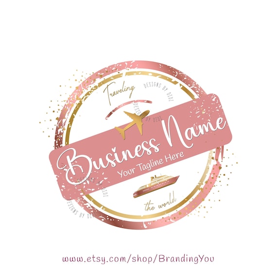 Travel Agency Logo Design: Rose Gold Branding Package (Digital Files)
