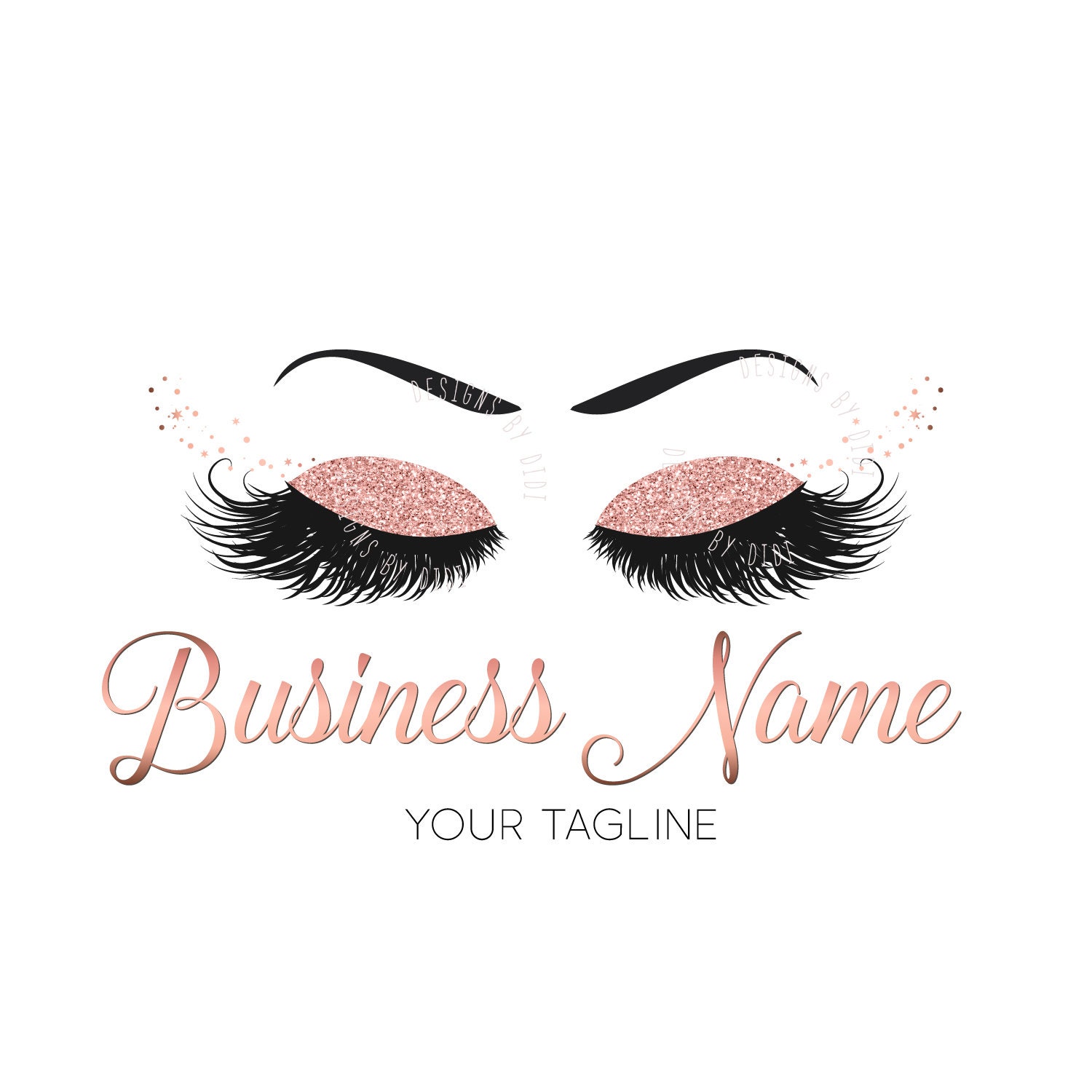 Custom logo rose gold lashes logo glitter eyelash logo Etsy