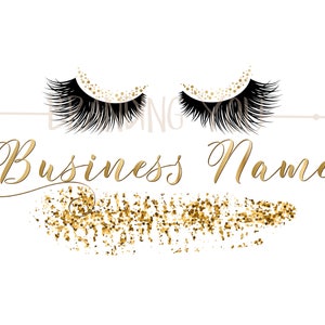 Lashes logo, custom logo, lash extension logo, eyelash logo, cosmetics logo, gold confetti lashes logo, cosmetics logo, mink lash logo