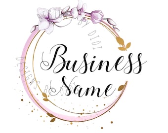 Orchid flowers logo, flowers wreath logo, round logo, boutique logo, fashion logo, beauty logo, feminine logo, vector branding identity