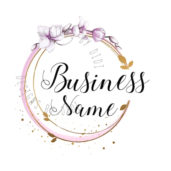 Orchid Flower Wreath Logo, Feminine Branding Identity