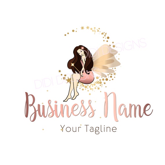 Custom logo design fairy gold pink logo pink fairy logo | Etsy