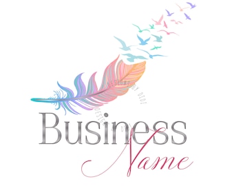 Rainbow Feather Logo, Birds Photography Branding (Digital Files)