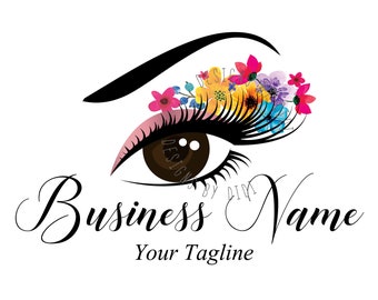 Lash flowers logo, Custom logo, eyelash logo, cosmetics logo, beauty makeup lashes logo, Lashes eye logo colorful, vector makeup artist logo