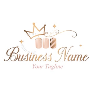 Logo per unghie di bellezza preconfezionato, logo per unghie lucide in oro rosa, design del logo personalizzato per unghie, logo di bellezza, logo per unghie in oro rosa, design grafico per unghie