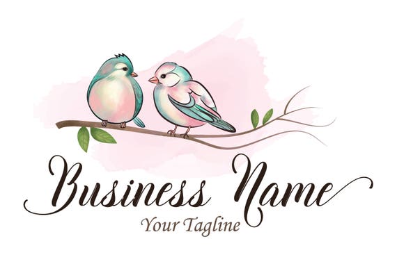 Watercolor Birds Logo: Fashion Boutique Design (Digital Files)