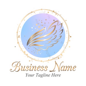 Angel Wings Logo, spiritual logo, custom logo design, gold blue wings logo, angel wing blue gold logo, branding package, graphic design