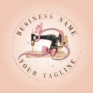Sewing machine butterfly logo, tailor shop logo, watercolor sew machine, fashion boutique logo, butterfly bow sew logo, branding package