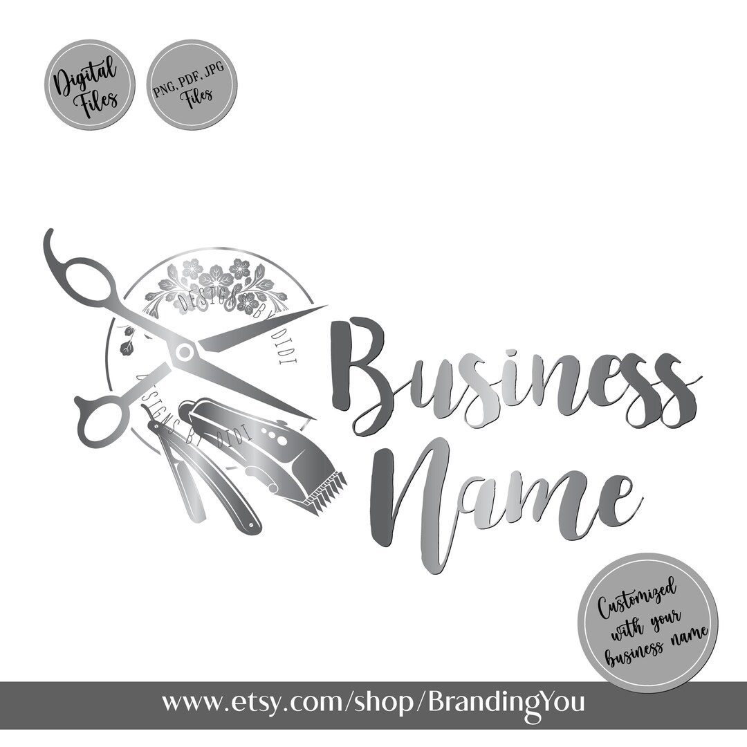 Hair Stylist Logo Design: Scissor Watermark, Editable Template (digital ...