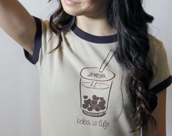 Boba T Shirt - Boba Tee with Heart Shaped Boba Bubble Tea *free shipping in United States