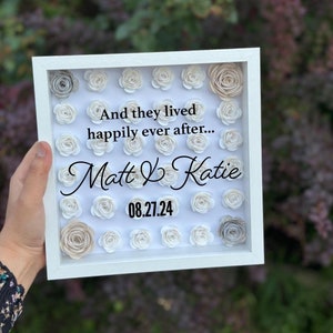 Wedding Paper Flower Shadow Box 9x9 | Wedding Gift | Couple Shadow Box | Personalized Gifts| Marriage Gifts | Handmade gift | Paper flowers