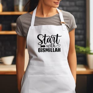 Bismillah Cooking Apron - Adjustable Strap, Two Pockets